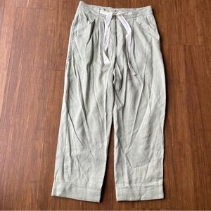 Wilfred allant pants womens 4 sage green linen tie string vacation crop Aritzia